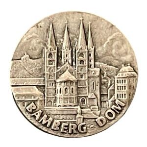 Antique Art Deco Silver Bamberg Dom Germany Cathedral Medal Religious Pin Brooch